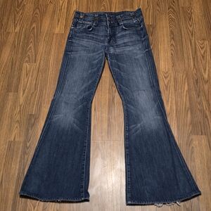 7 For All Mankind Womens Flare Jeans Size 29 Mid-Rise Blue Denim Y2K Wide Leg
